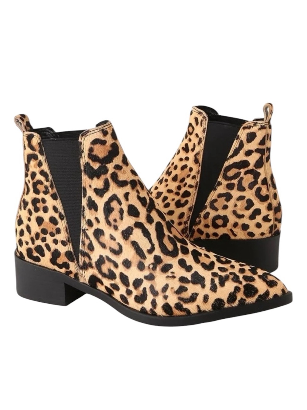 Steve Madden Jerry Leopard Calf Hair Pointed Toe Ankle Boot Size 9.5